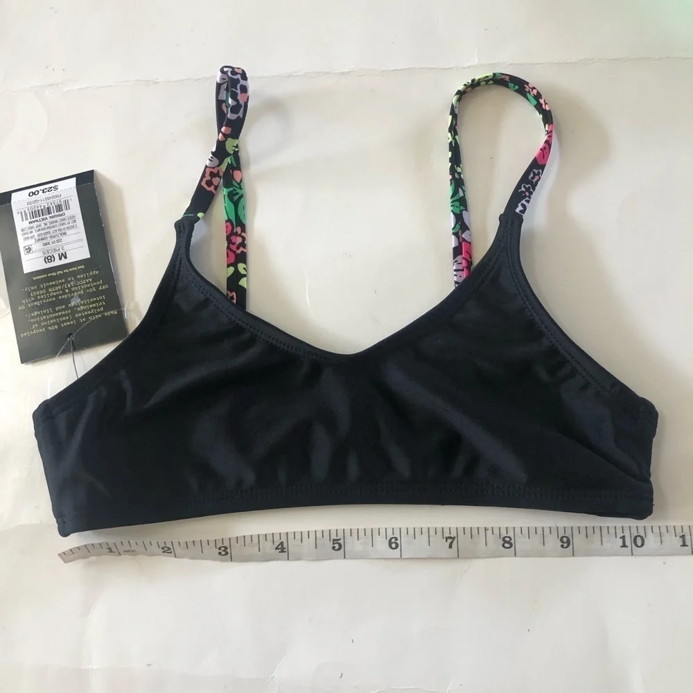 Bundle 3Pc Art Class Black Bralette Floral Bikinis Swimwear Set Size M8